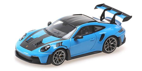 PORSCHE 911 (992) GT3RS – 2024 – MĖLYNA SU DARKSILVER RATLANKIAIS 1:43 Minichamps